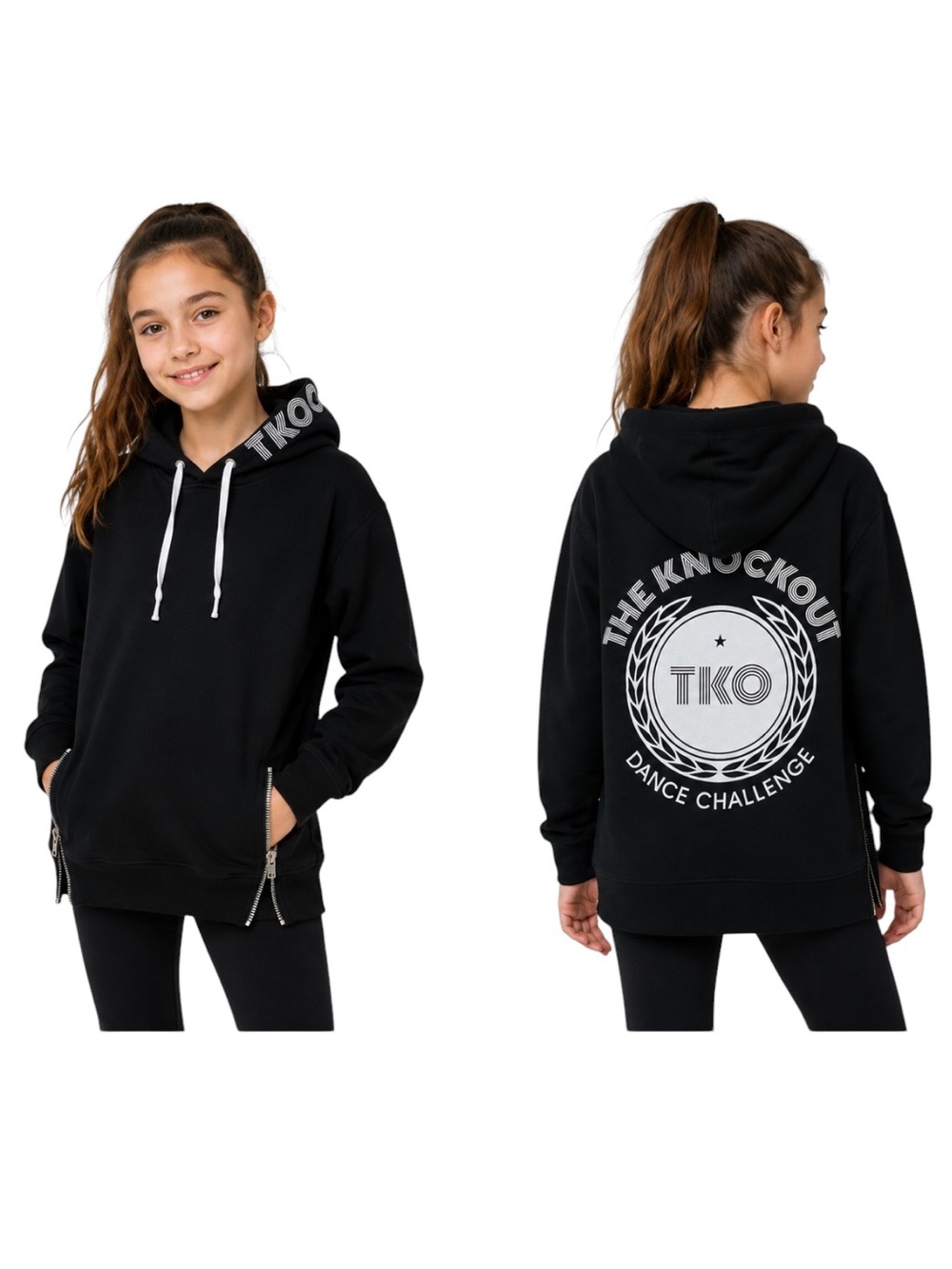 TKO Black Logo Hoodie - Kids Pullover Sweatshirt girls 10 Y dance hoodie